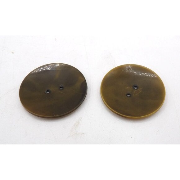 Coat Button Tan Brown blend Plastic Concave 2 count 2 hole 1⅝ inch diam. - Picture 1 of 1